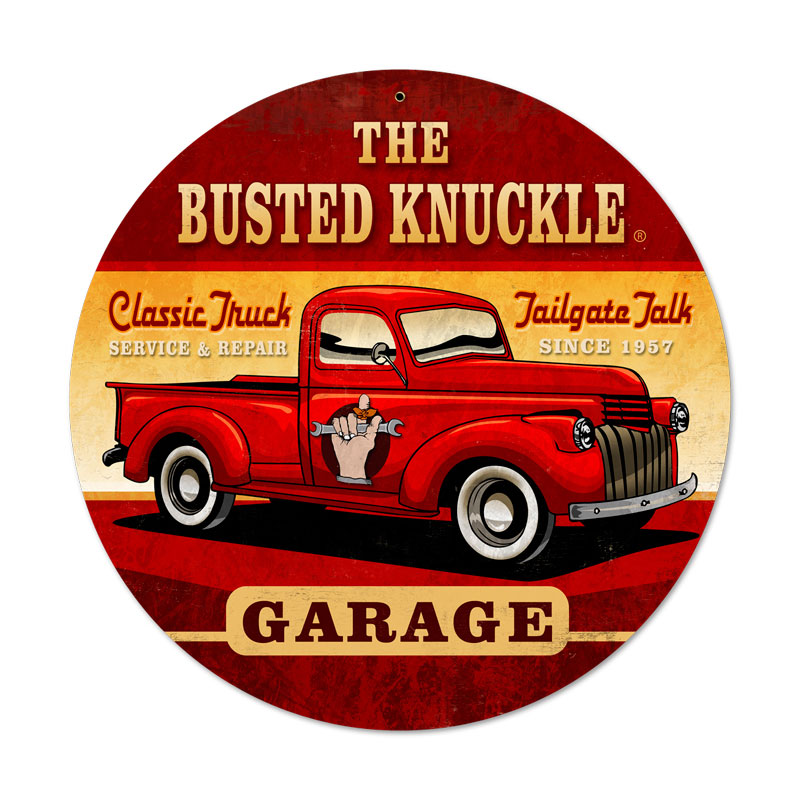 Old Truck, Automotive, Round Metal Sign, 14 X 14 Inches