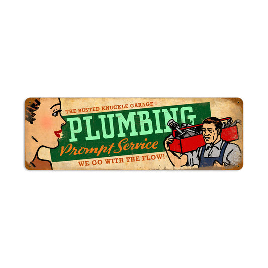 Plumbing Service, Automotive, Vintage Metal Sign, 24 X 8 Inches