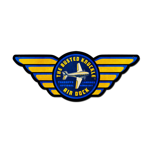 Air Dock Wings, Aviation, Custom Metal Shape, 19 X 14 Inches