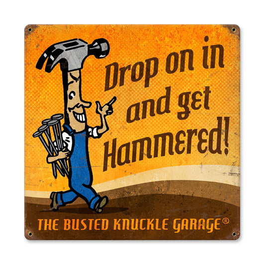Get Hammered, Automotive, Vintage Metal Sign, 12 X 12 Inches