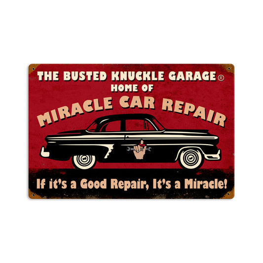 Miracle Car Repair, Automotive, Vintage Metal Sign, 18 X 12 Inches