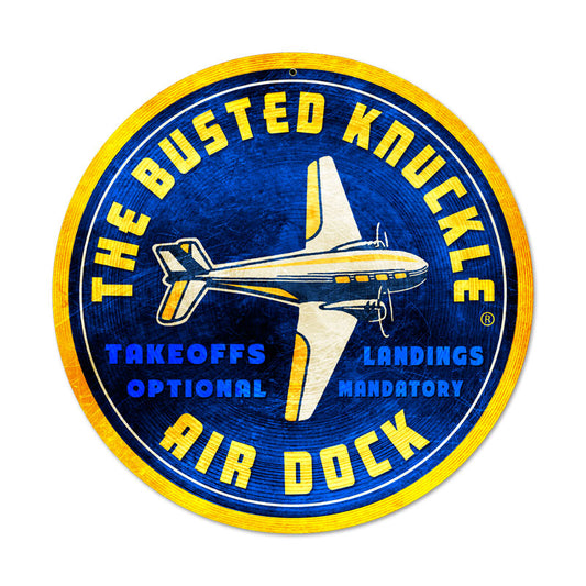 Air Dock, Automotive, Round Metal Sign, 14 X 14 Inches