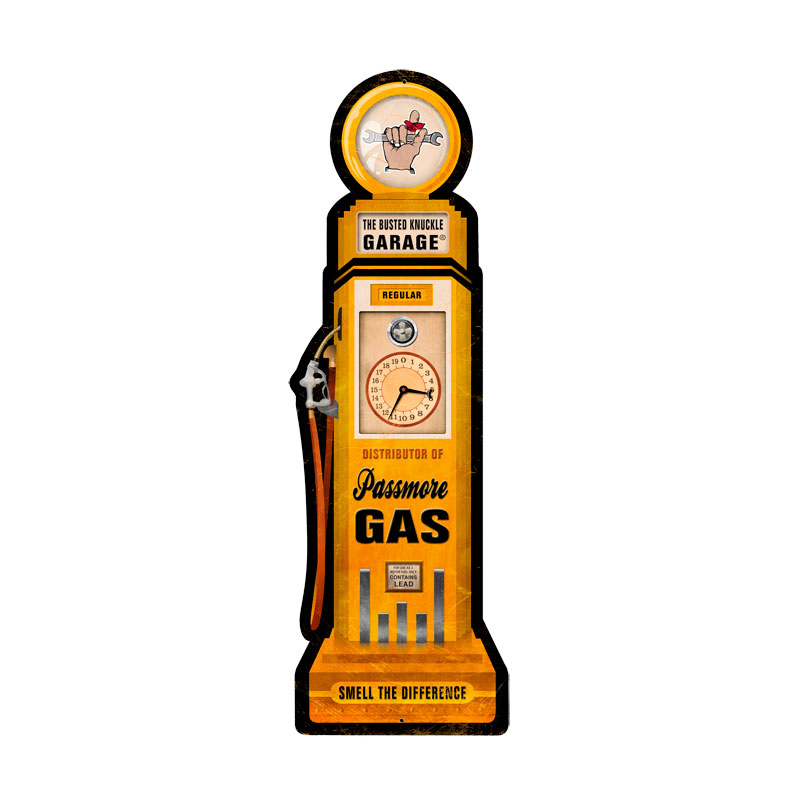 Passmore Gas Pump, Automotive, Custom Metal Shape, 7 X 24 Inches