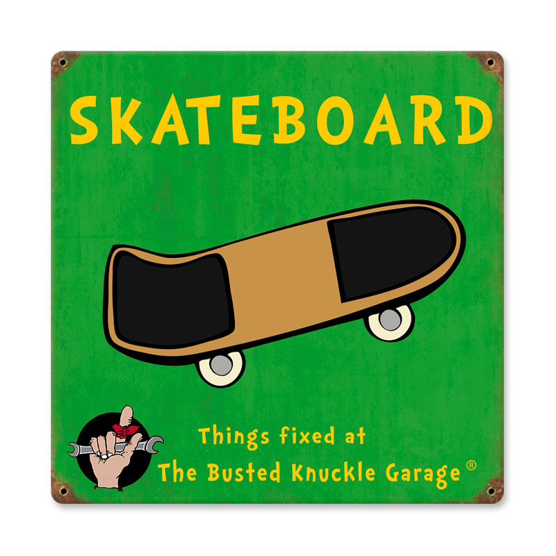 Kids Skateboard, Sports and Recreation, Vintage Metal Sign, 12 X 12 Inches