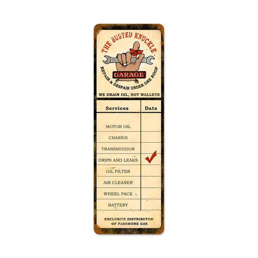 Drain Oil Service, Automotive, Vintage Metal Sign, 8 X 24 Inches