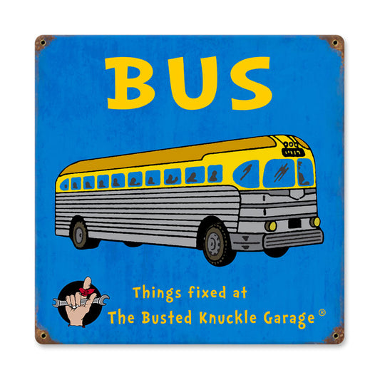 Kids Bus, Automotive, Vintage Metal Sign, 12 X 12 Inches