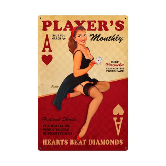 Players Poker XL, Pinup Girls, Metal Sign, 24 X 36 Inches