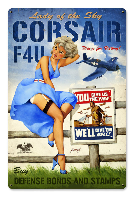 Corsair F4U | 12 x 18 Vintage Metal Sign, Aviation, Vintage Metal Sign, 12 X 18 Inches