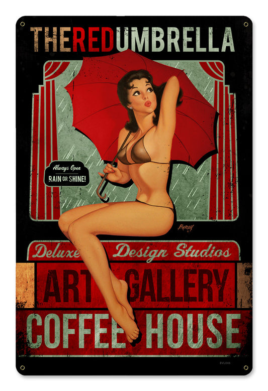 Red Umbrella Coffee, Licensed Products/Baron von Lind, METAL SIGN , 12 X 18 Inches