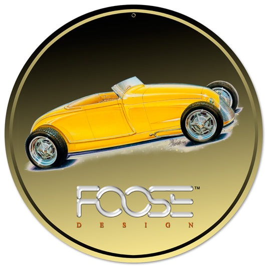 29 Roadster Yellow, Featured Artists/Chip Foose Signs, Round, 14 X 14 Inches