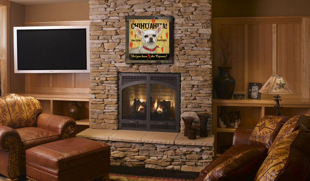 Chihuahua, Chili Peppers, Dog, METAL Sign, Optional Reclaimed BarnWood Frame, American Steel, Wall Decor, Wall Art