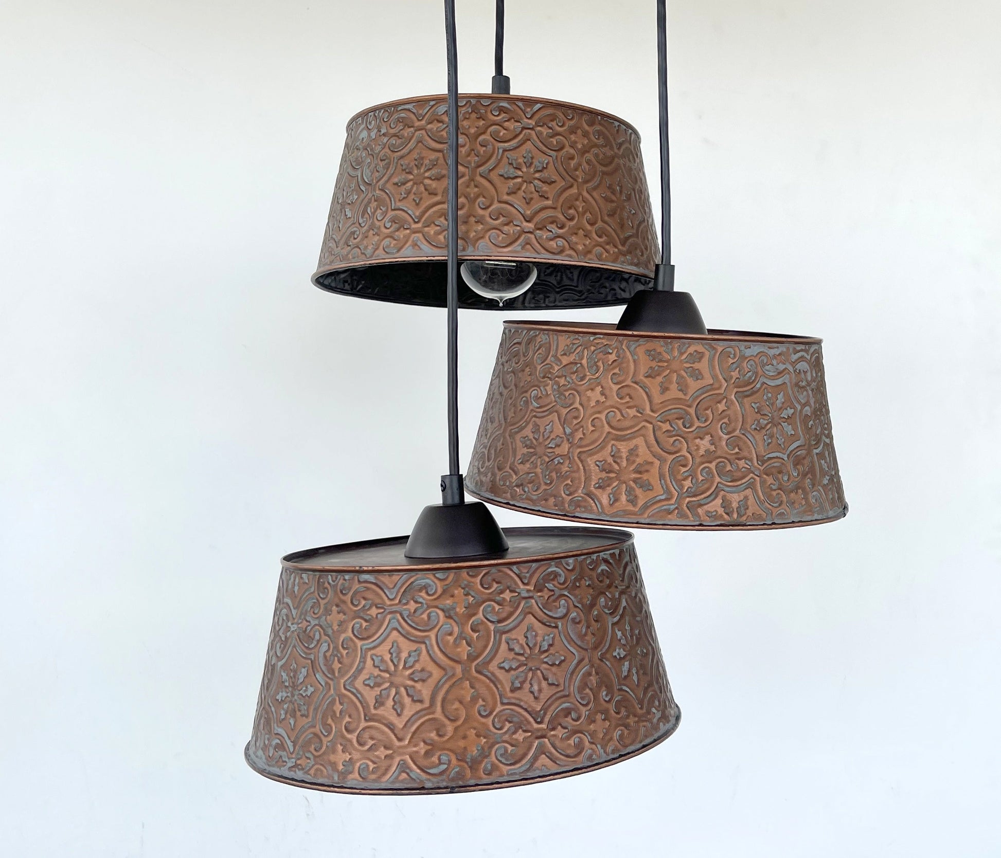 Ornate Copper CHANDELIER TRIO Light