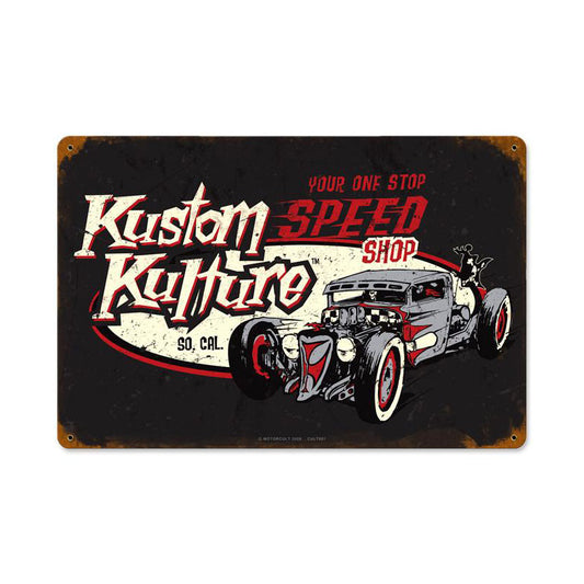 Kustom Kulture, Automotive, Vintage Metal Sign, 18 X 12 Inches