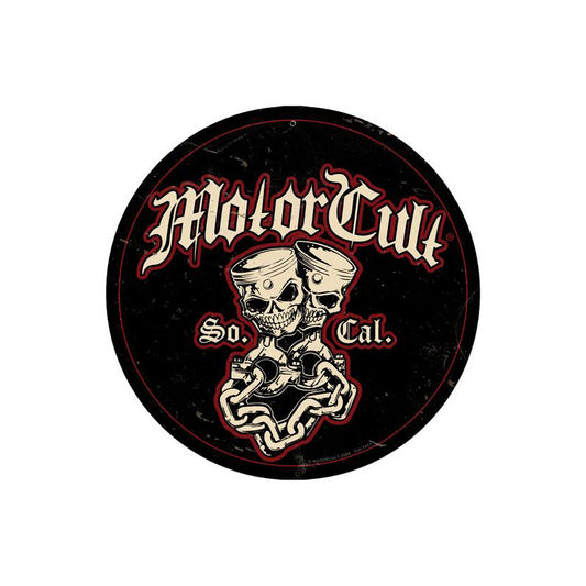 Pist Skulls, Automotive, Round Metal Sign, 14 X 14 Inches