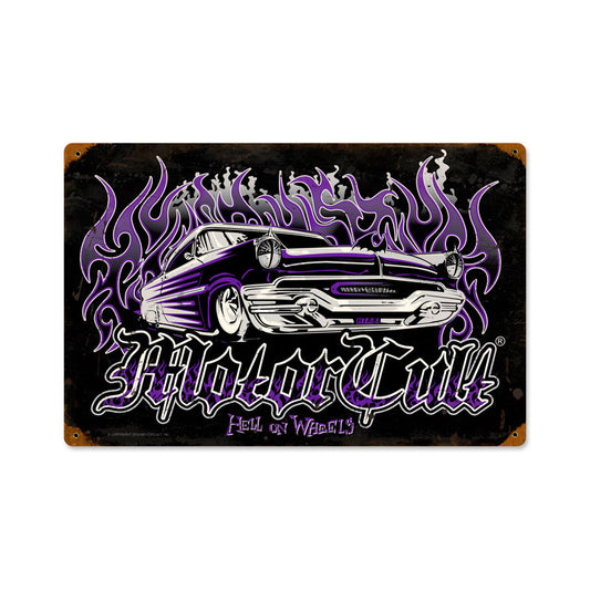Hell on Wheels, Automotive, Vintage Metal Sign, 18 X 12 Inches