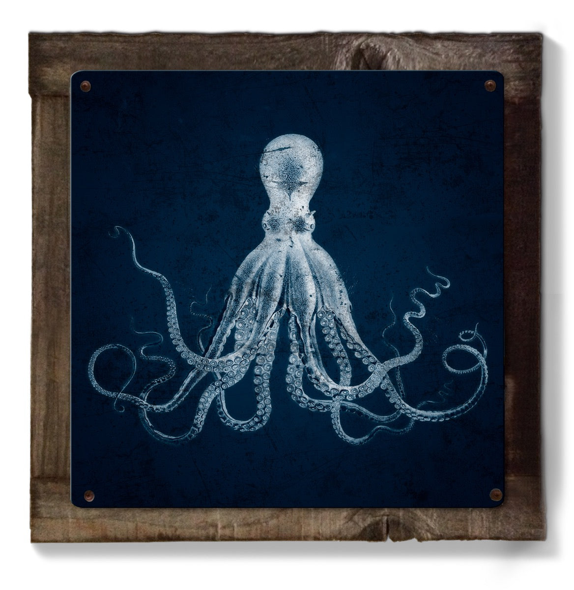 Octopus, Nautical Wall Art, METAL Sign, Lord Bodner, Optional Reclaimed BarnWood Frame, American Steel, Rustic Wall Decor, Vintage