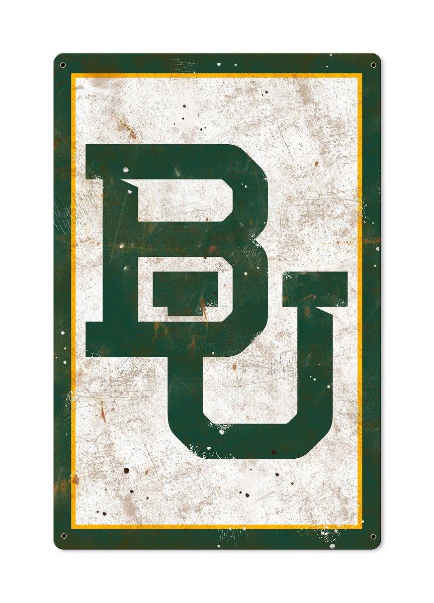 Baylor University Wall Art, NCAA Rustic Metal Sign, Optional Rustic Wood Frame, College Teams, Mascots, and Sports