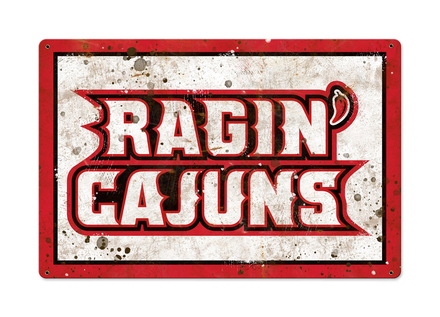 Ragin Cajuns Wall Art, NCAA Rustic Metal Sign, Optional Rustic Wood Frame, College Teams, Mascots, and Sports