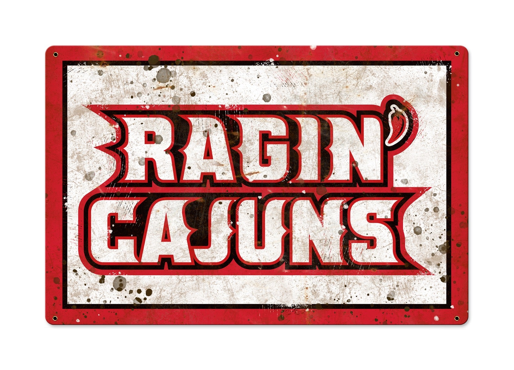 Ragin Cajuns Wall Art, NCAA Rustic Metal Sign, Optional Rustic Wood Frame, College Teams, Mascots, and Sports
