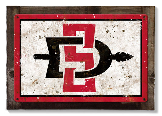 San Diego State Aztecs Wall Art, NCAA Rustic Metal Sign, Optional Rustic Wood Frame, College Teams, Mascots, and Sports