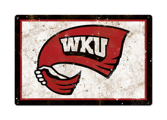 WKU Wall Art, NCAA Rustic Metal Sign, Optional Rustic Wood Frame, College Teams, Mascots, and Sports