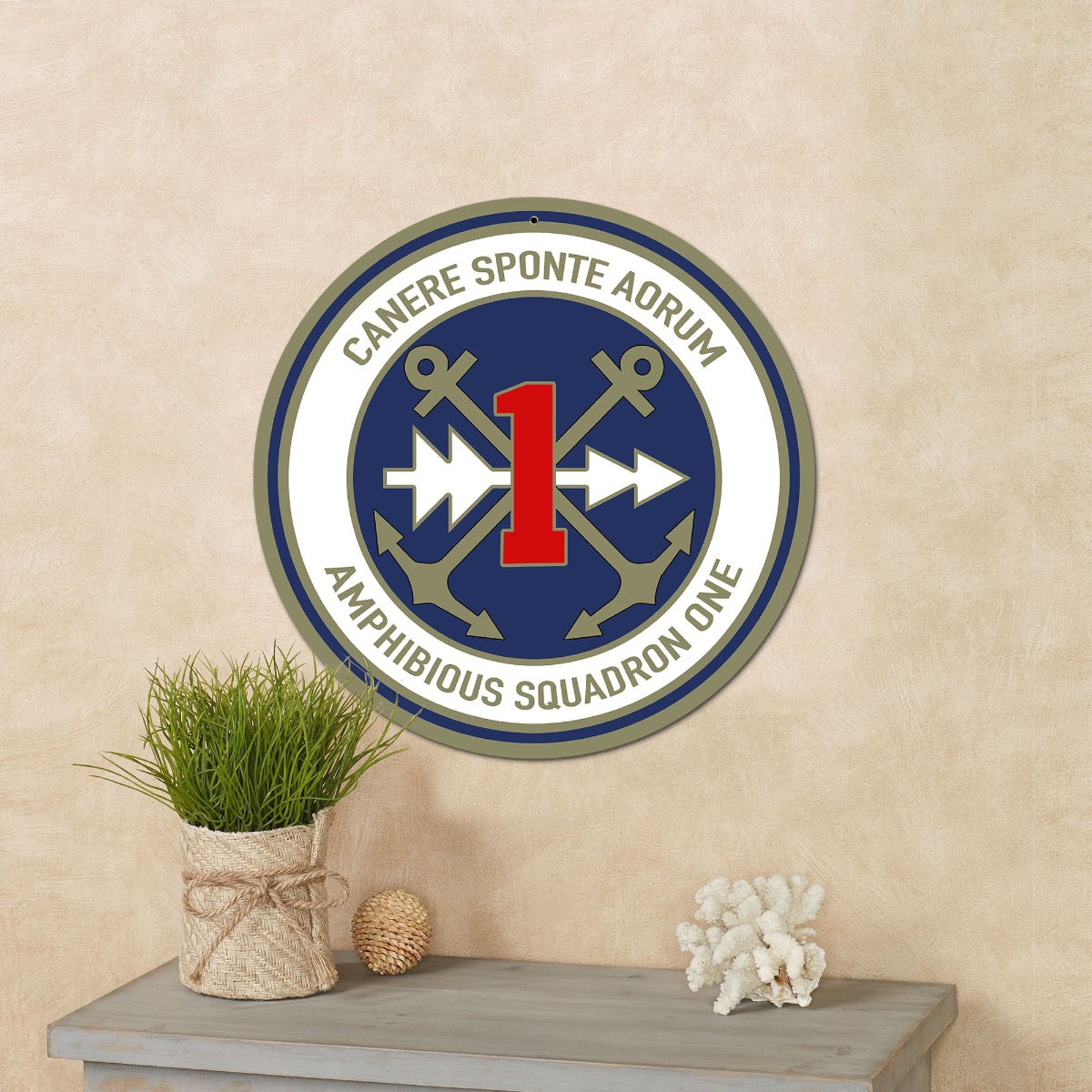 Amphibious Squadron Round Metal Sign 28", Armed Forces, Military