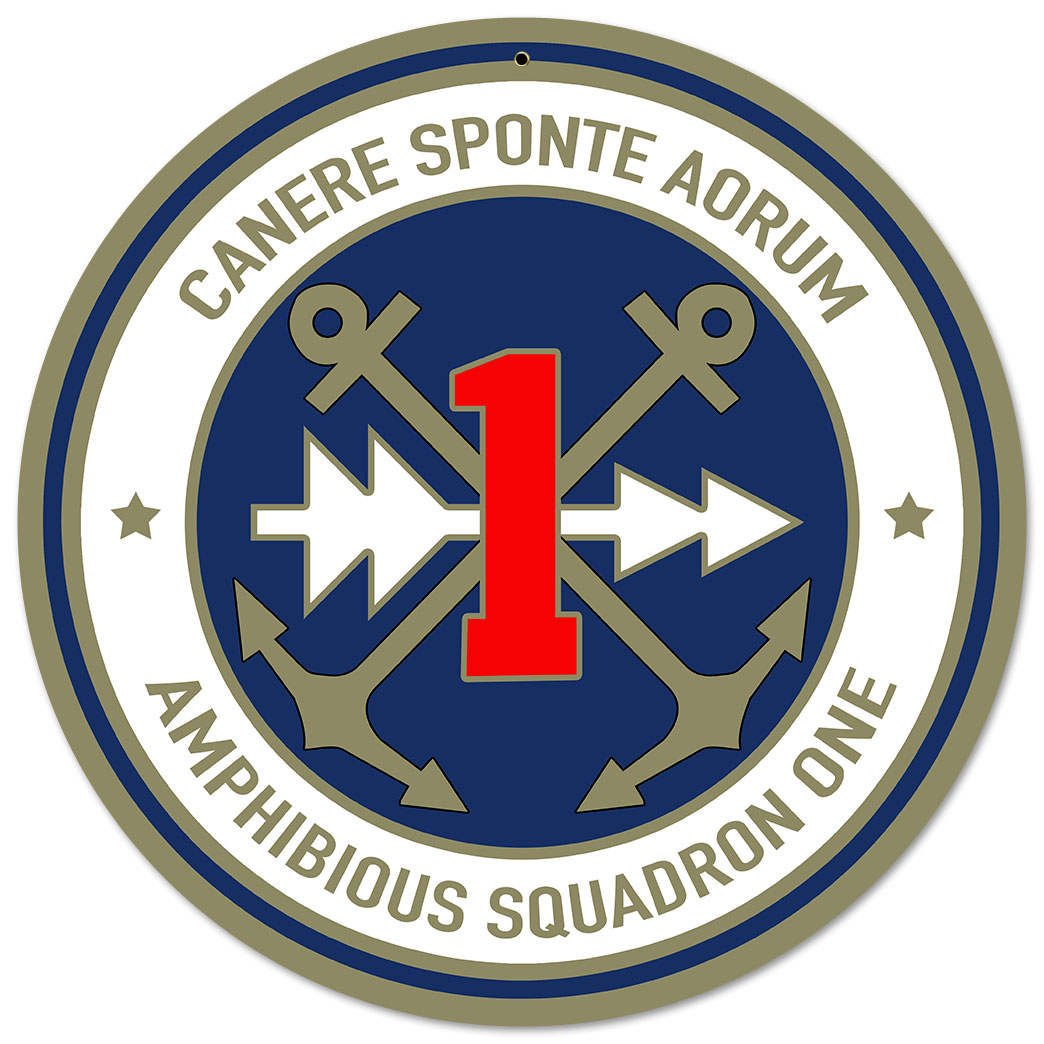 Amphibious Squadron Round Metal Sign 28", Armed Forces, Military