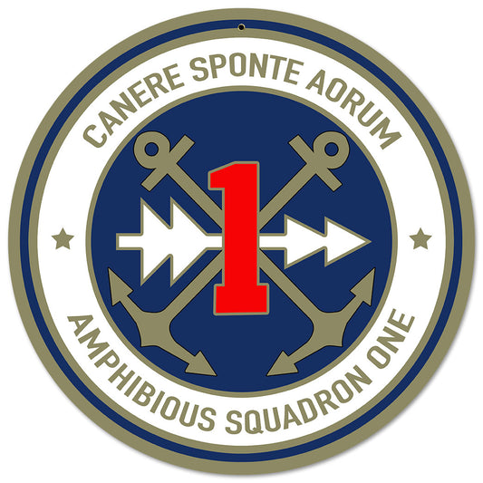 Amphibious Squadron Round Metal Sign 28", Armed Forces, Military