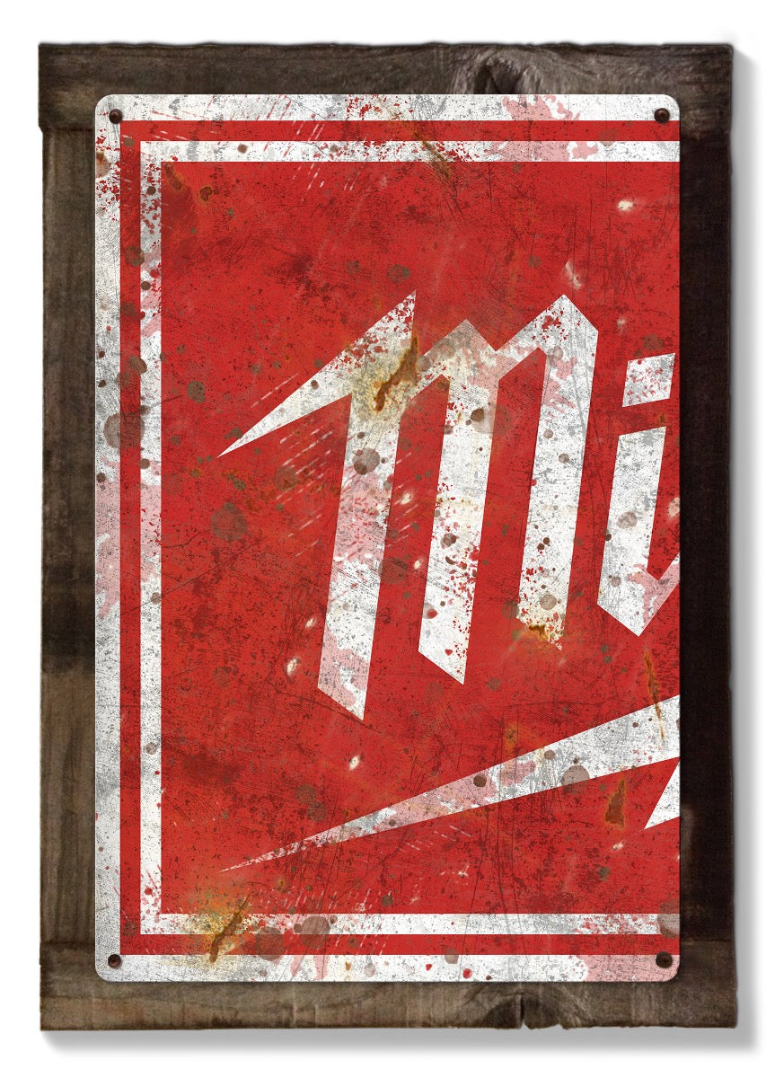 Milwaukee  Tools Wall Art, Triptych METAL Sign, Optional Reclaimed Barn Wood Frame