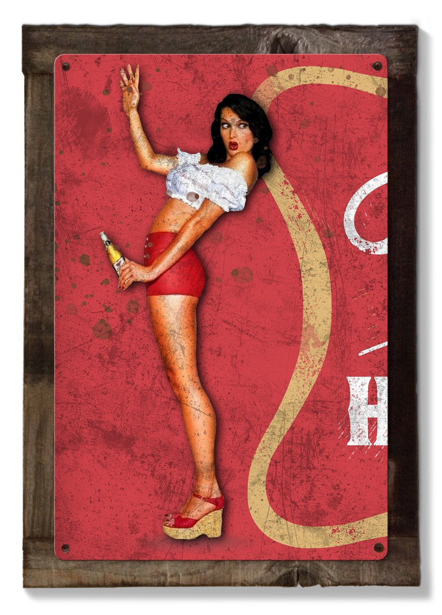 Beer Miller High Life Wall Art, Triptych METAL Sign, Optional Reclaimed Barn Wood Frame