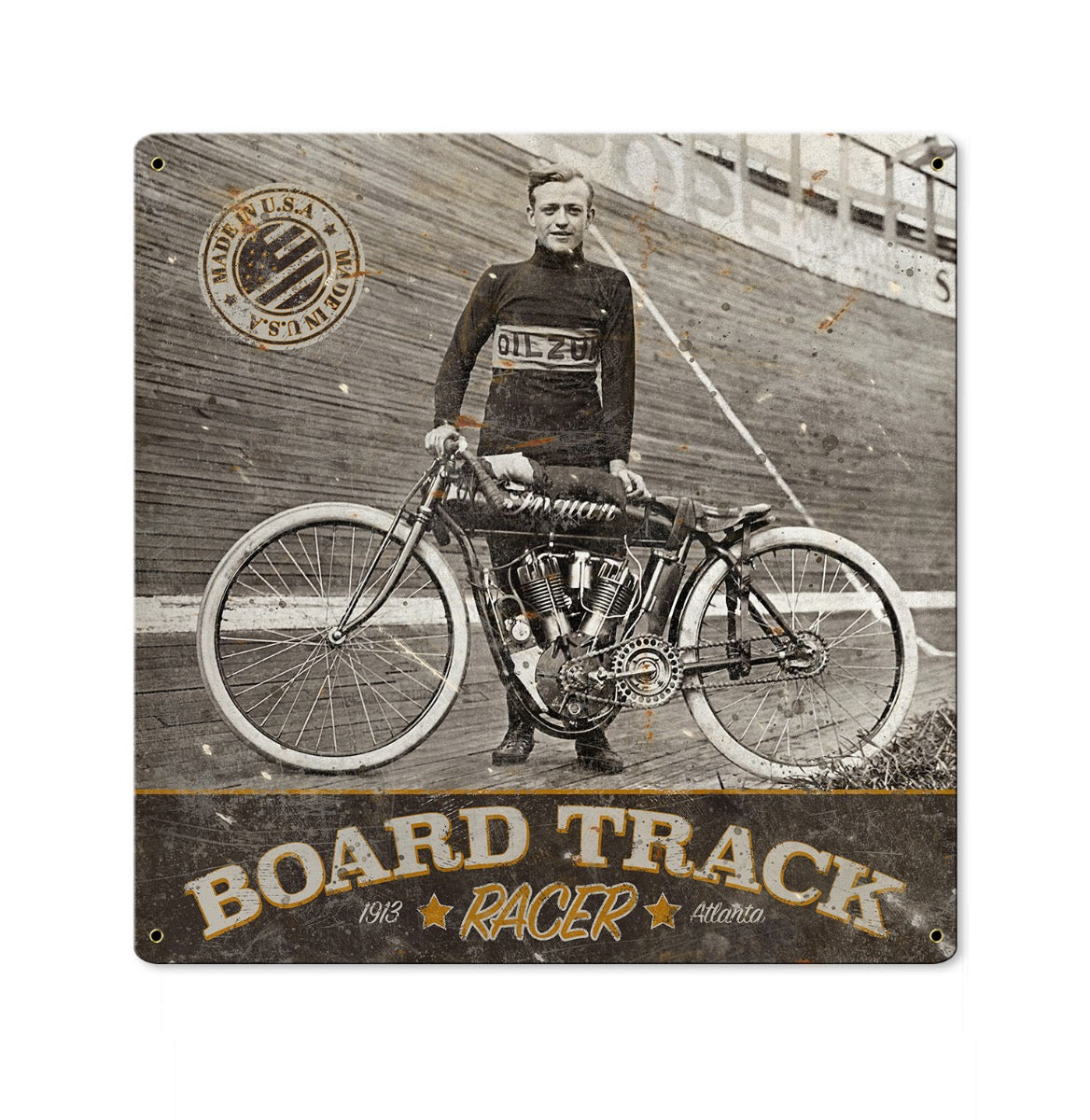 Indian Motorcycles, Board Track Racer Wall Art, Metal Sign, Optional Wood Frame