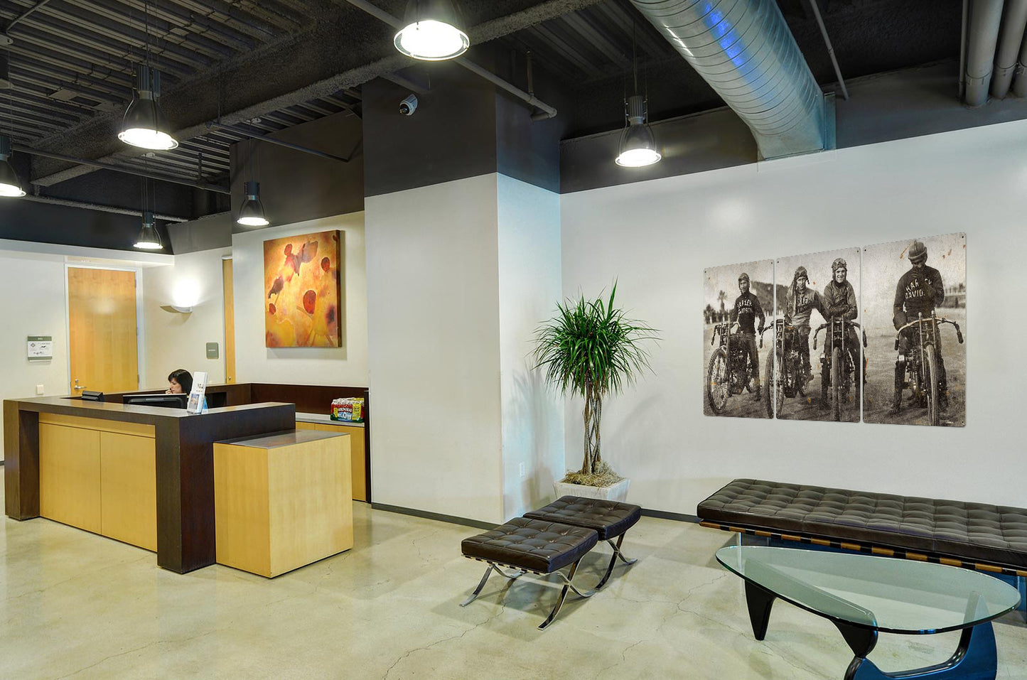 Harley Davidson Wall Art, Wrecking Crew, Vintage Photo, Triptych METAL Sign, Optional Reclaimed Barn Wood Frame