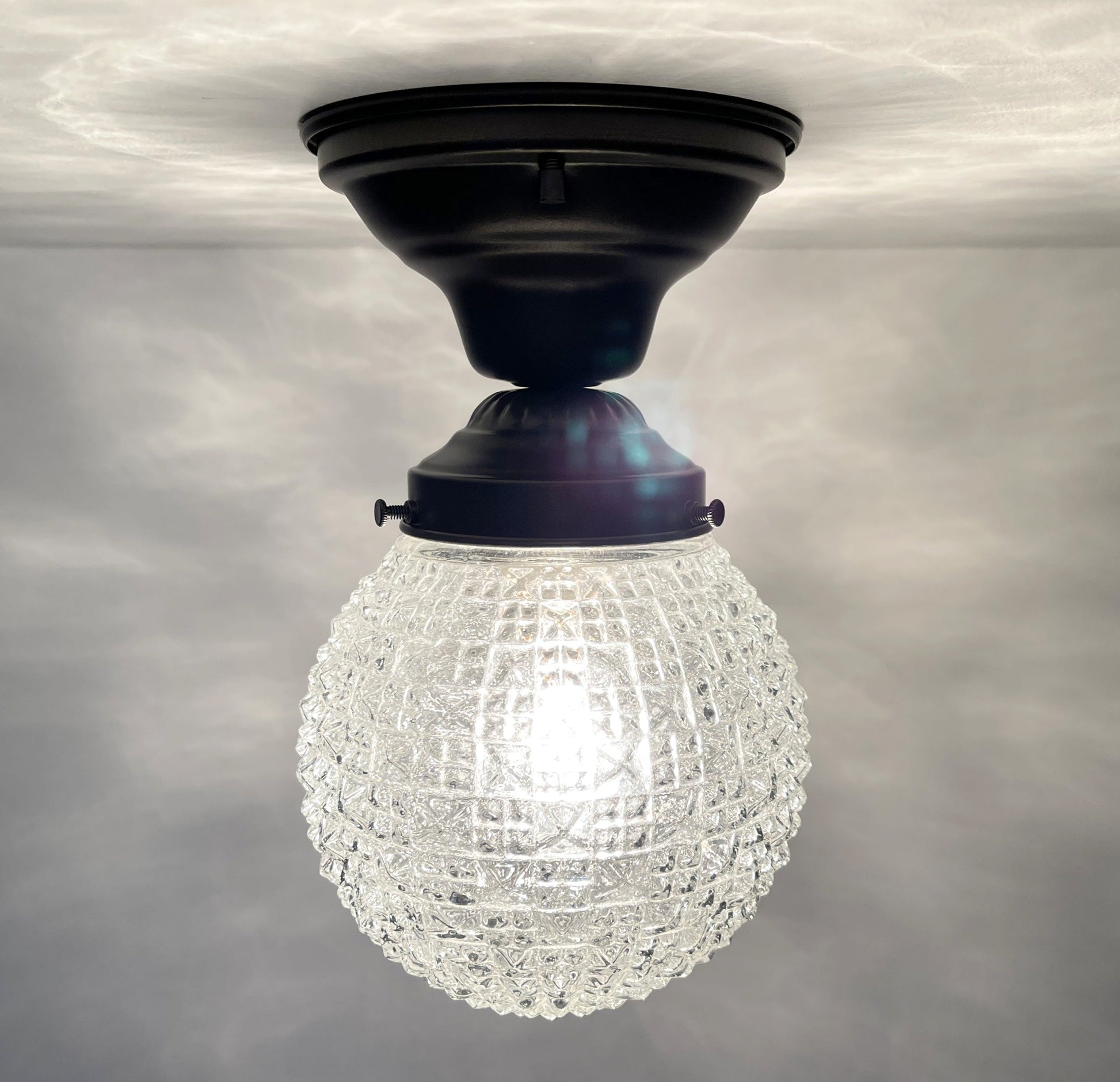 Authentic Antique Diamond Glass Ceiling Light