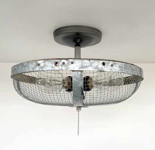 Industrial Farmhouse Screen Flush Mount Ceiling Light
