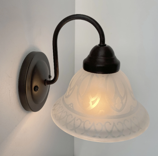 Etched Frost Milk Glass Wall Sconce Light Art Deco