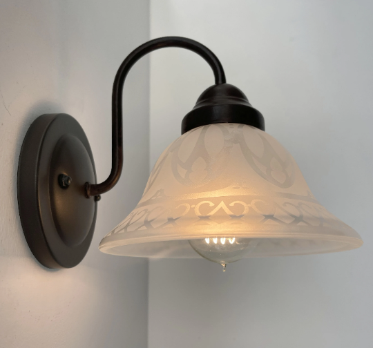 Etched Frost Milk Glass Wall Sconce Light Art Deco