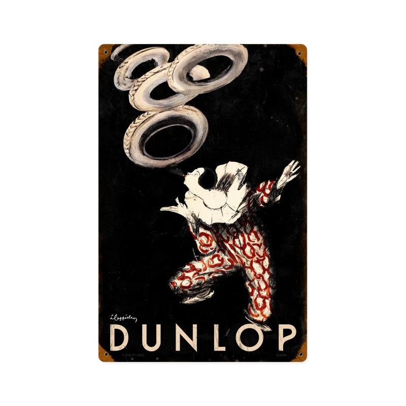 Dunlop Clown, Automotive, Vintage Metal Sign, 12 X 18 Inches