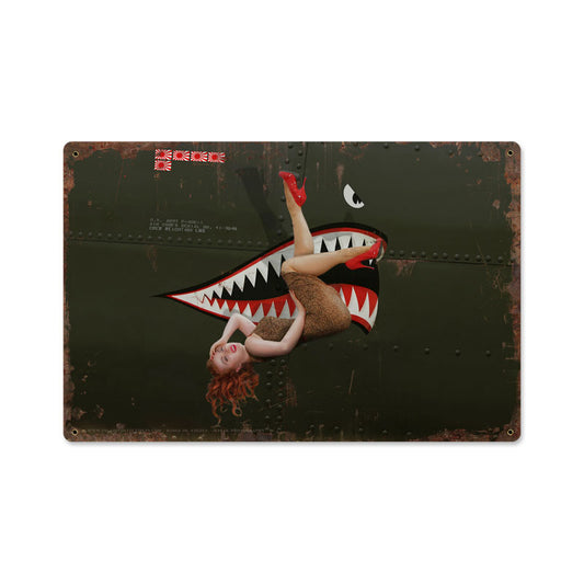 Warhawk, Pinup Girls, Metal Sign, 18 X 12 Inches