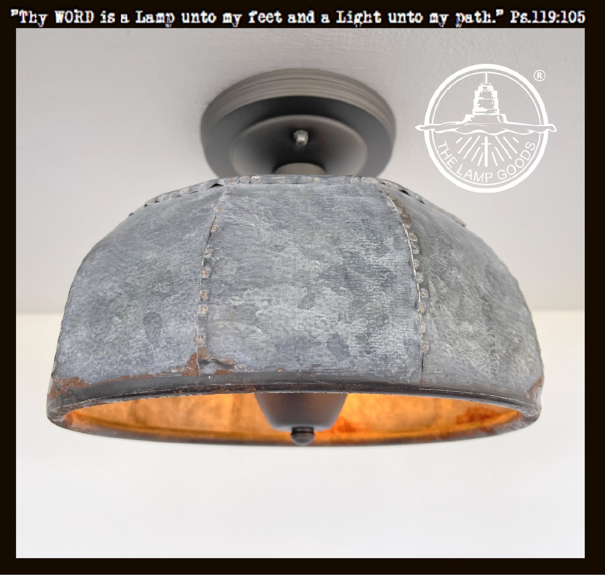 Rustic Metal Farmhouse Ceiling Light - Eight Sided