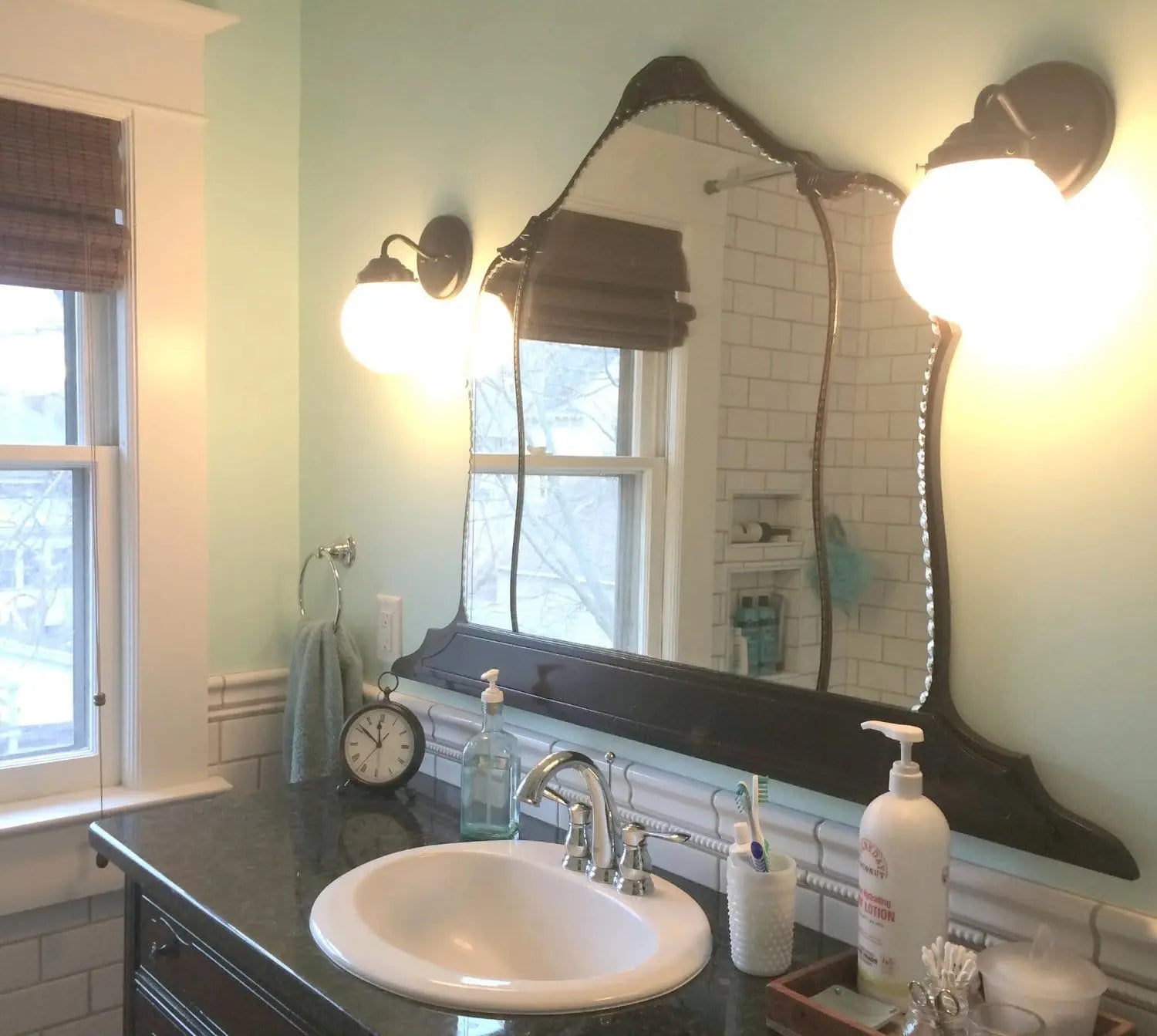 Milk Glass Globe Wall Light Fixture Sconce