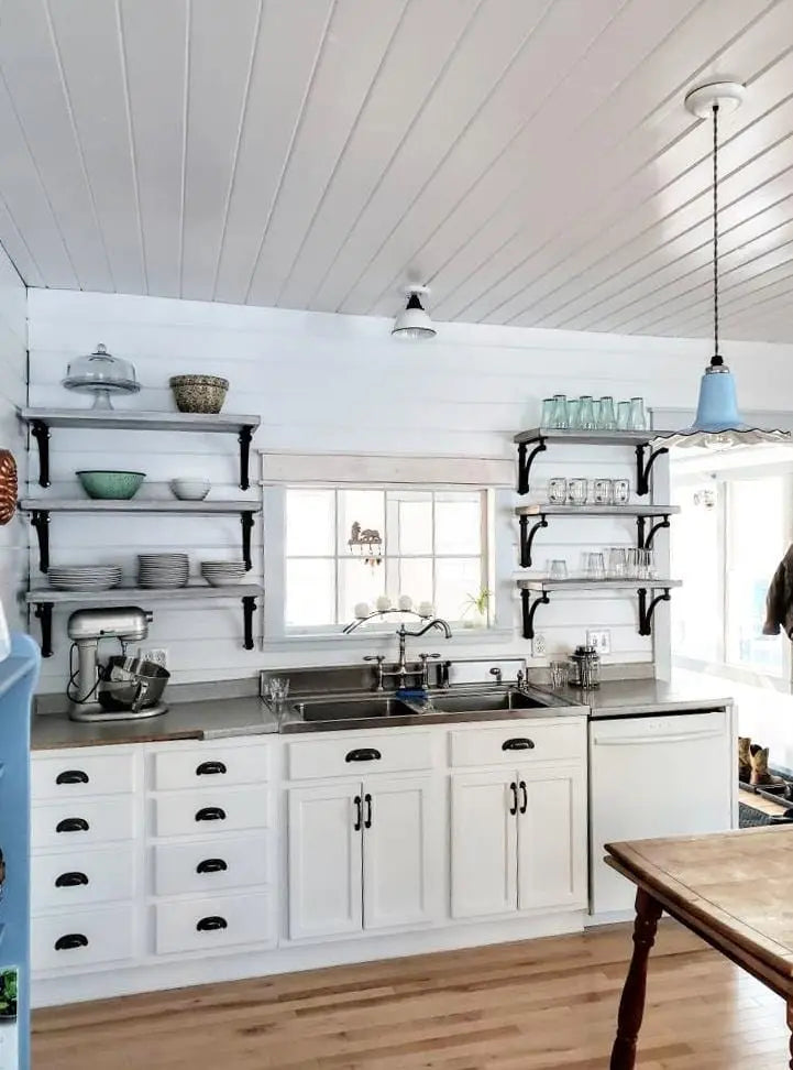 Modern Farmhouse Ceiling Light of White Enamel