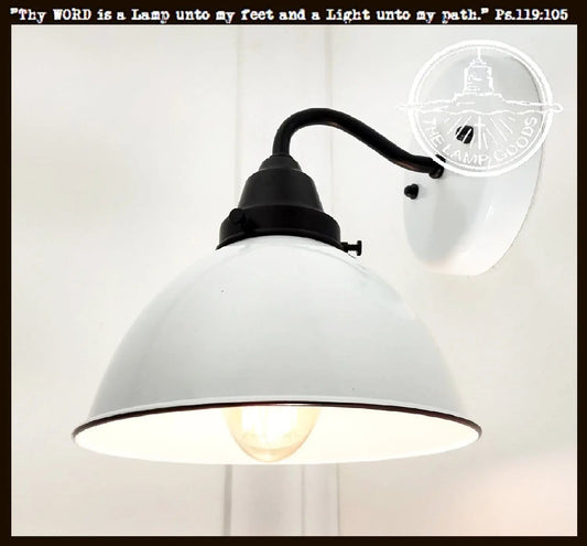 White Enamel Wall SCONCE Farmhouse Lighting
