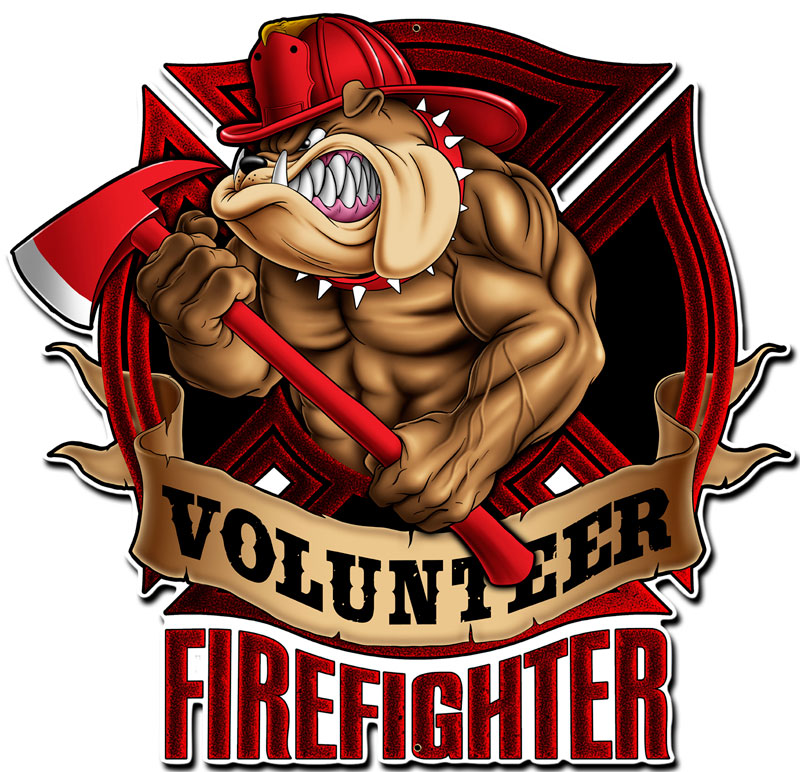 Firefighter Bulldog, Licensed Products/Erazorbits, PLASMA , 18 X 18 Inches