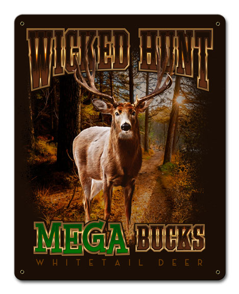 Deer Mega Bucks, Licensed Products/Erazorbits, Satin Metal Sign, 12 X 15 Inches