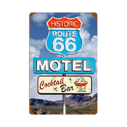 Route 66 Cocktail, Automotive, Vintage Metal Sign, 18 X 12 Inches