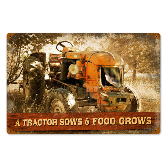 Tractor, Home and Garden, Vintage Metal Sign, 18 X 12 Inches