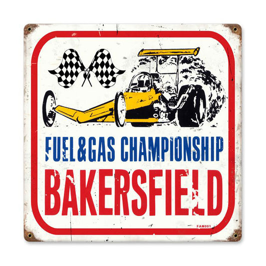 Bakersfield, Automotive, Vintage Metal Sign, 12 X 12 Inches