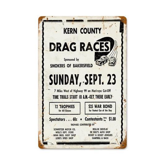 Kern County, Automotive, Vintage Metal Sign, 18 X 12 Inches