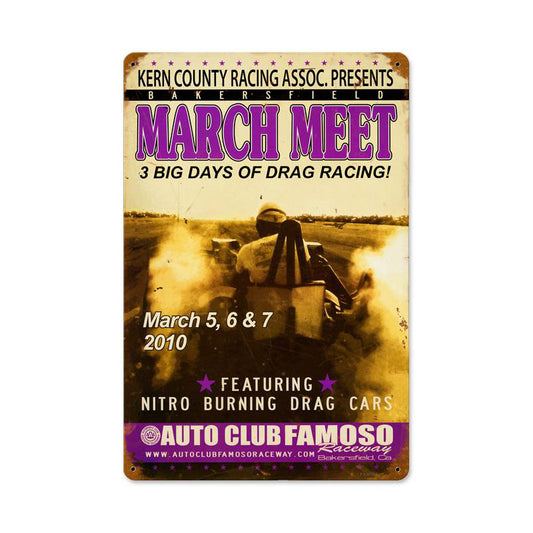 March Meet, Automotive, Vintage Metal Sign, 18 X 12 Inches