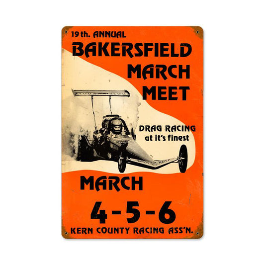 Bakersfield 19th March Meet, Automotive, Vintage Metal Sign, 18 X 12 Inches